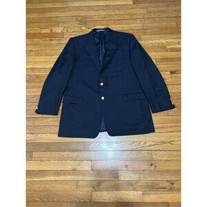 Hickey Freeman Mens Blazer Jacket Sz 46L Navy Blue Gold Buttons Loro Piana Wool